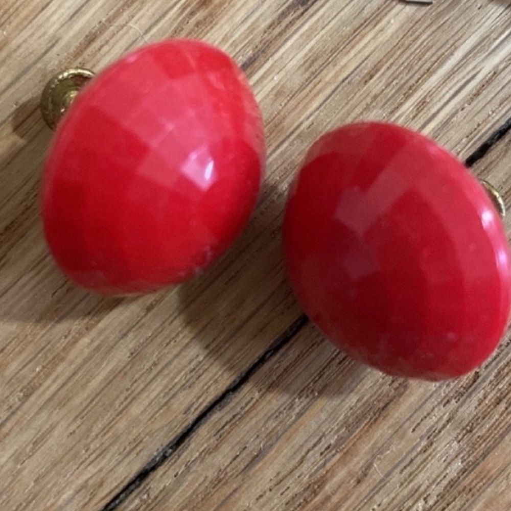 Red clip on earrings